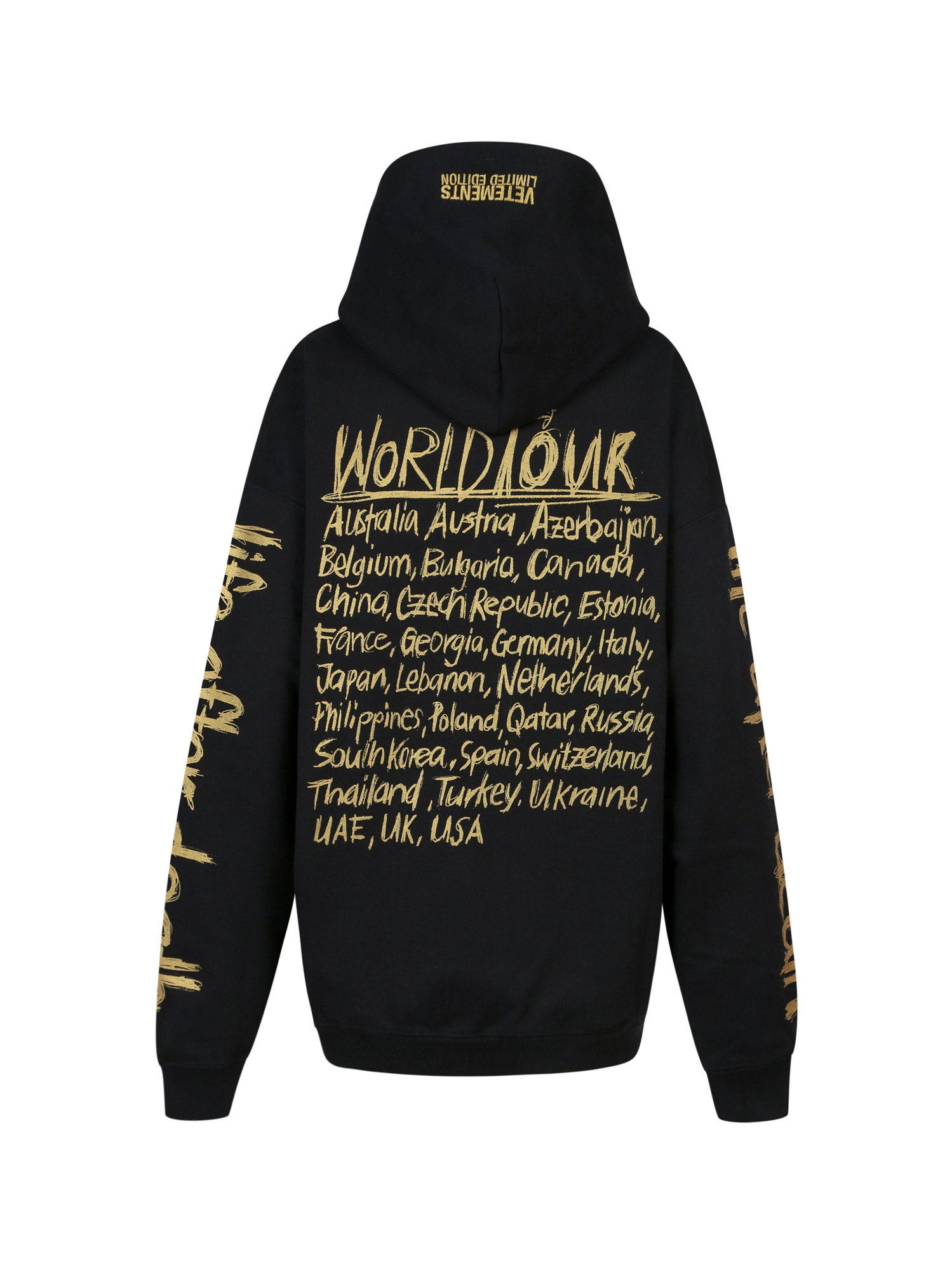 Vetements Black Logo Printed Hooded Sweater In Black