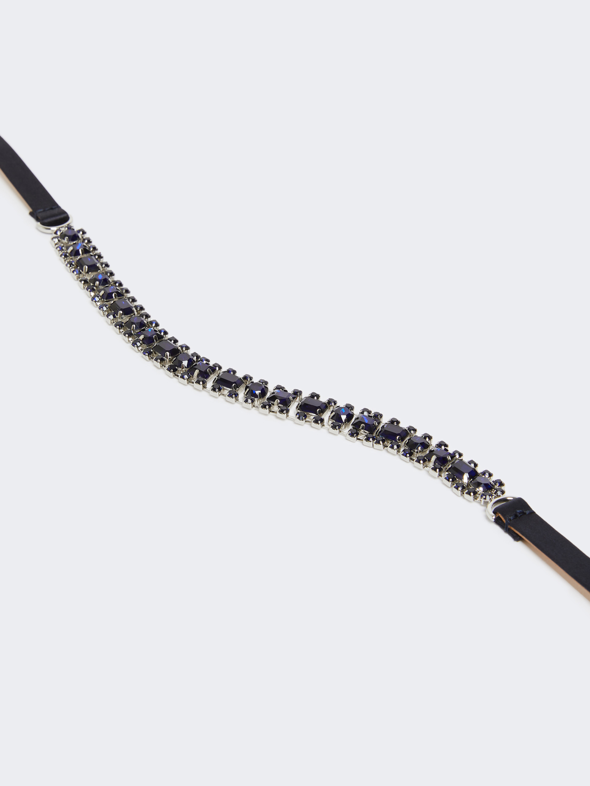 Max Mara Bejewelled Satin Belt In Blue