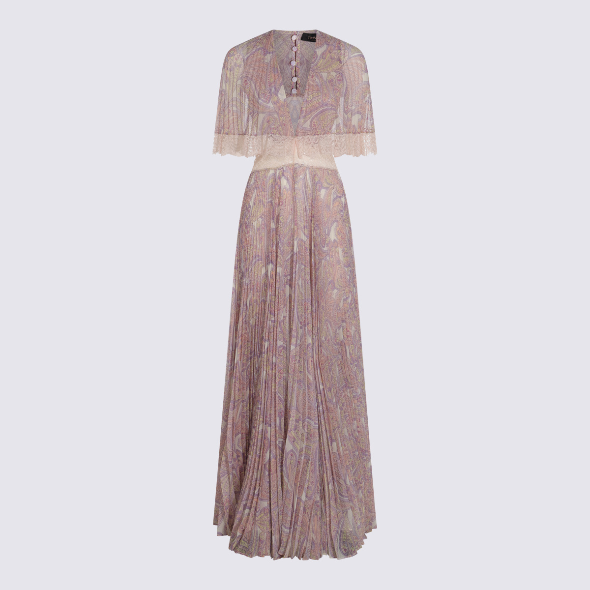 Twinset Robe Longue Plissée « Pantelleria » Avec Imprimé In Pink