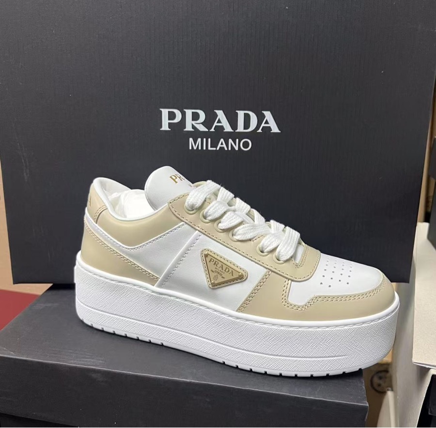Prada Thick-soled Low-top Sneakers In White
