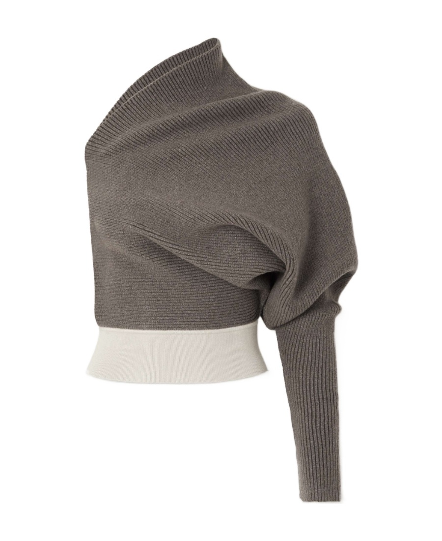 Rick Owens One-shoulder Ribbed-knit Jumper In Black
