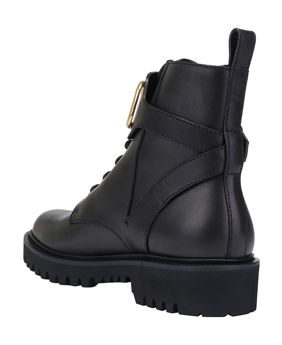 Valentino Go Logo Embellished Leather Ankle Boots In Black