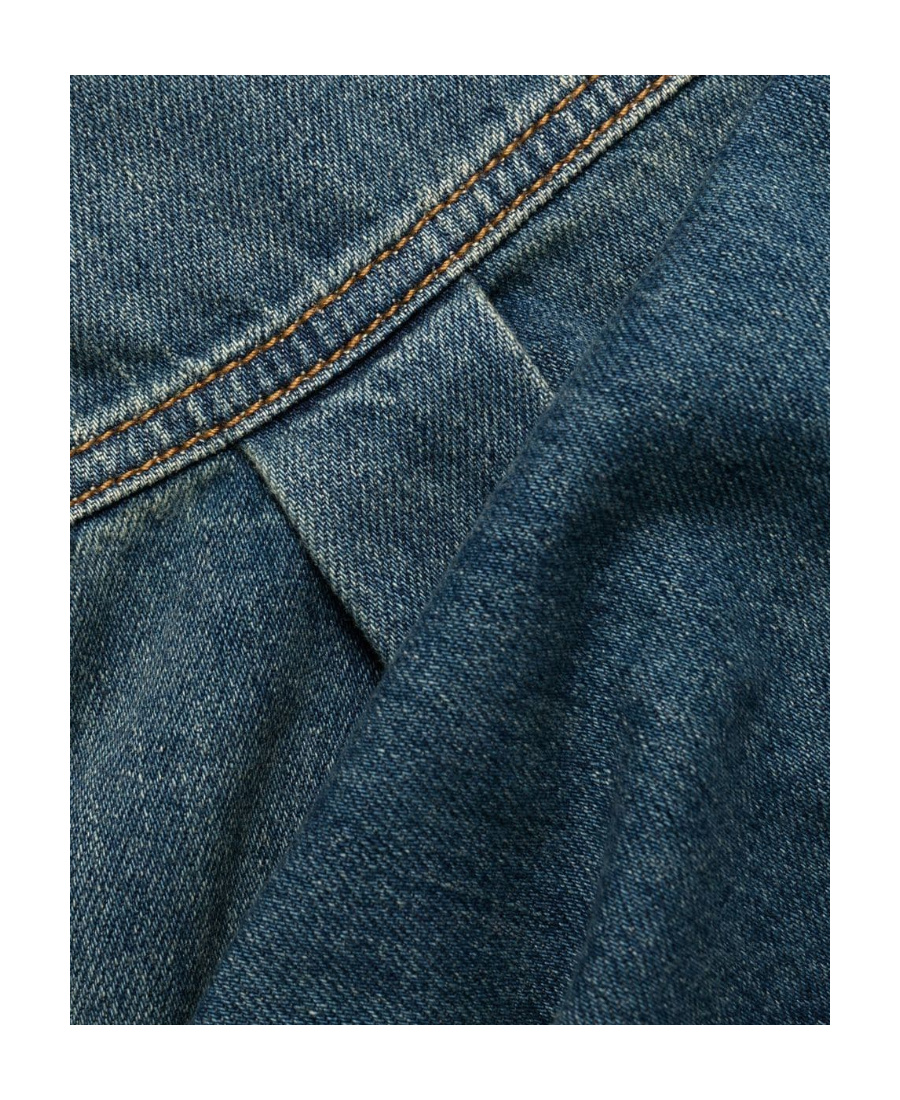 Alexander Mcqueen Halterneck Off-shoulder Denim Shirt In Blue