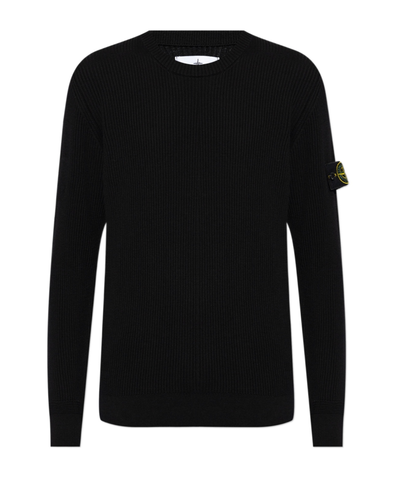 Stone Island Lightweight Wool Crew Neck Pullover In Black