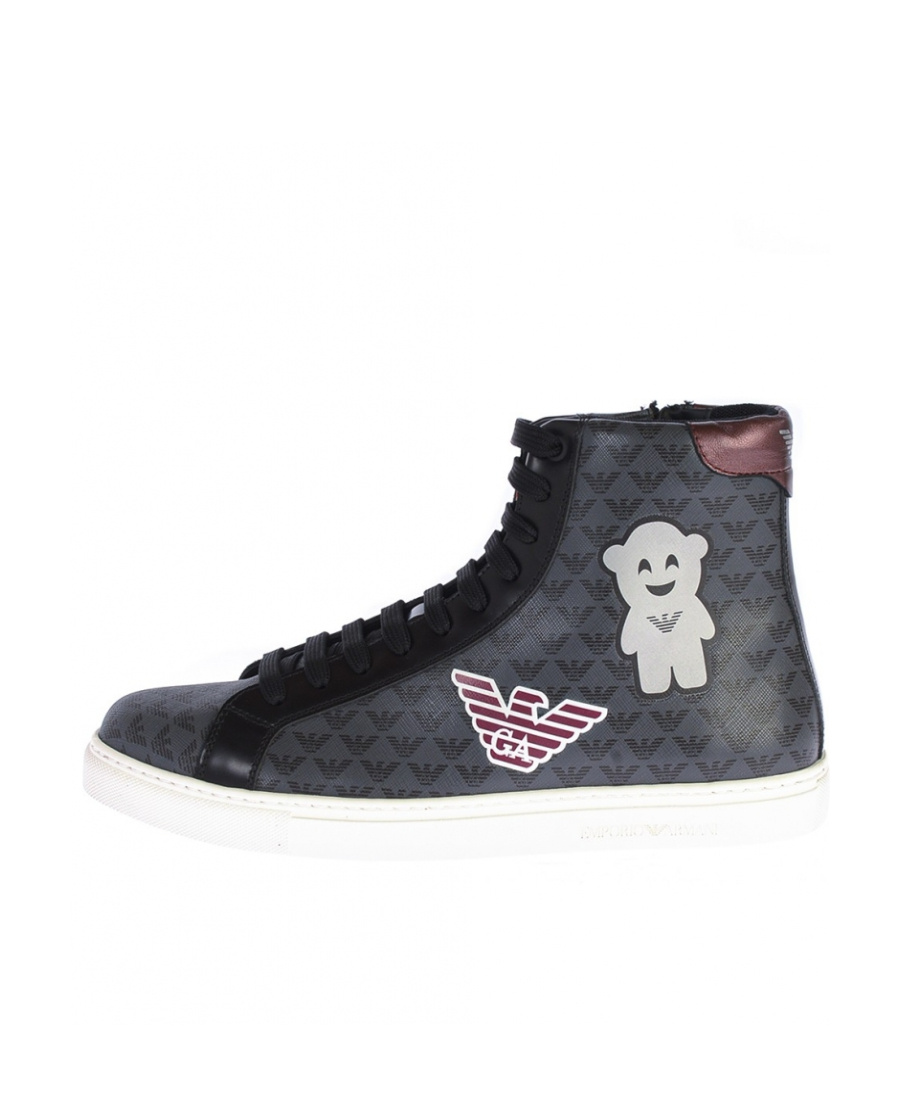 Emporio Armani High-upper Shoes With Round Head And Flat Soles In Black