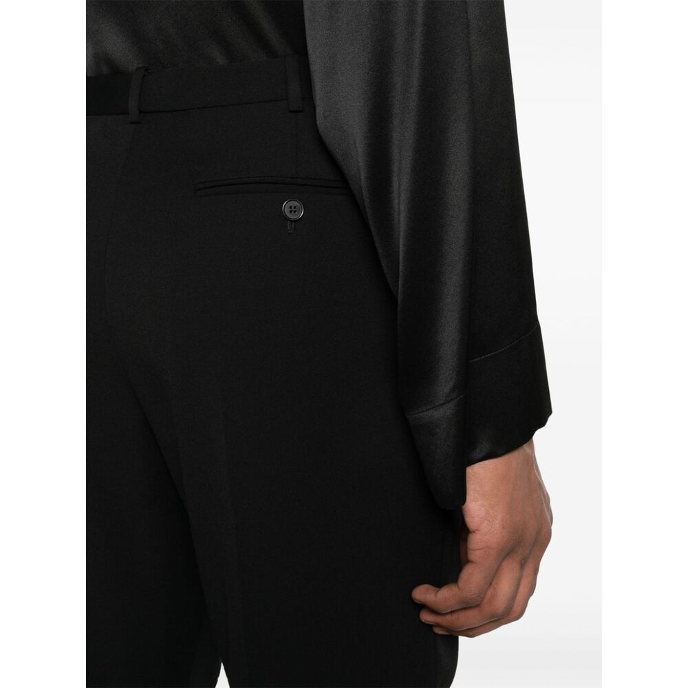 Saint Laurent Grain De Poudre Straight Leg Pants In Black