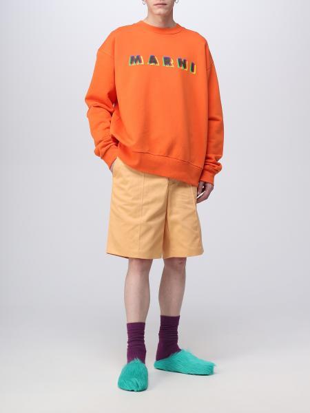 Marni Drawstring Cotton Chino Shorts In Nude