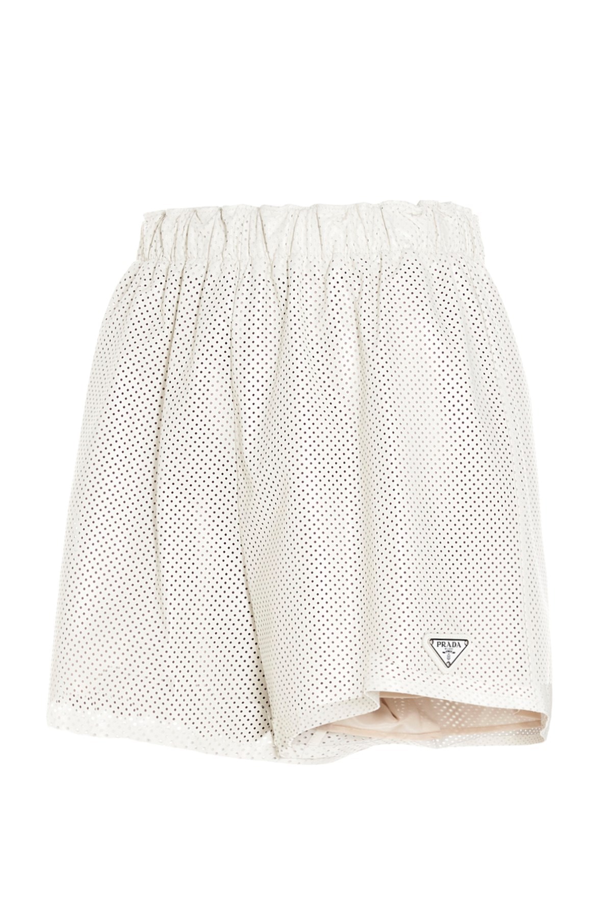 Prada High-waisted Logo-plaque Shorts In White