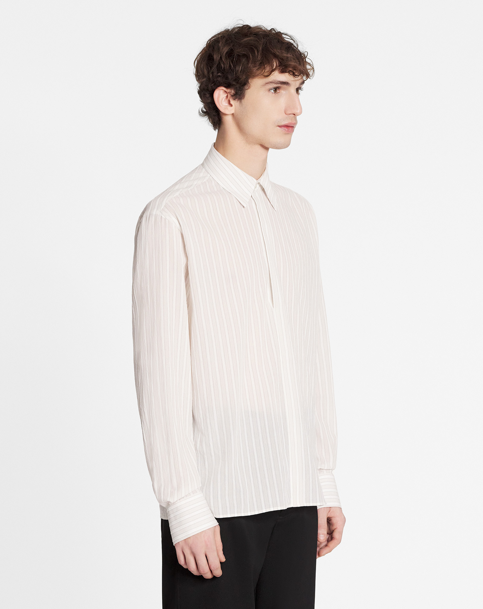 Lanvin Striped Long-sleeved Tunic For Men In White