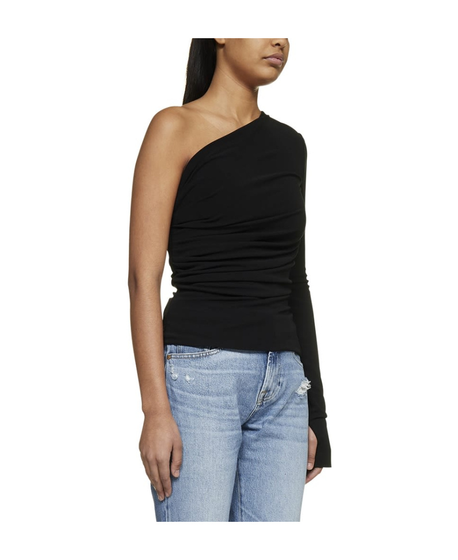 Dsquared2 One-shoulder Ruched Top In Black
