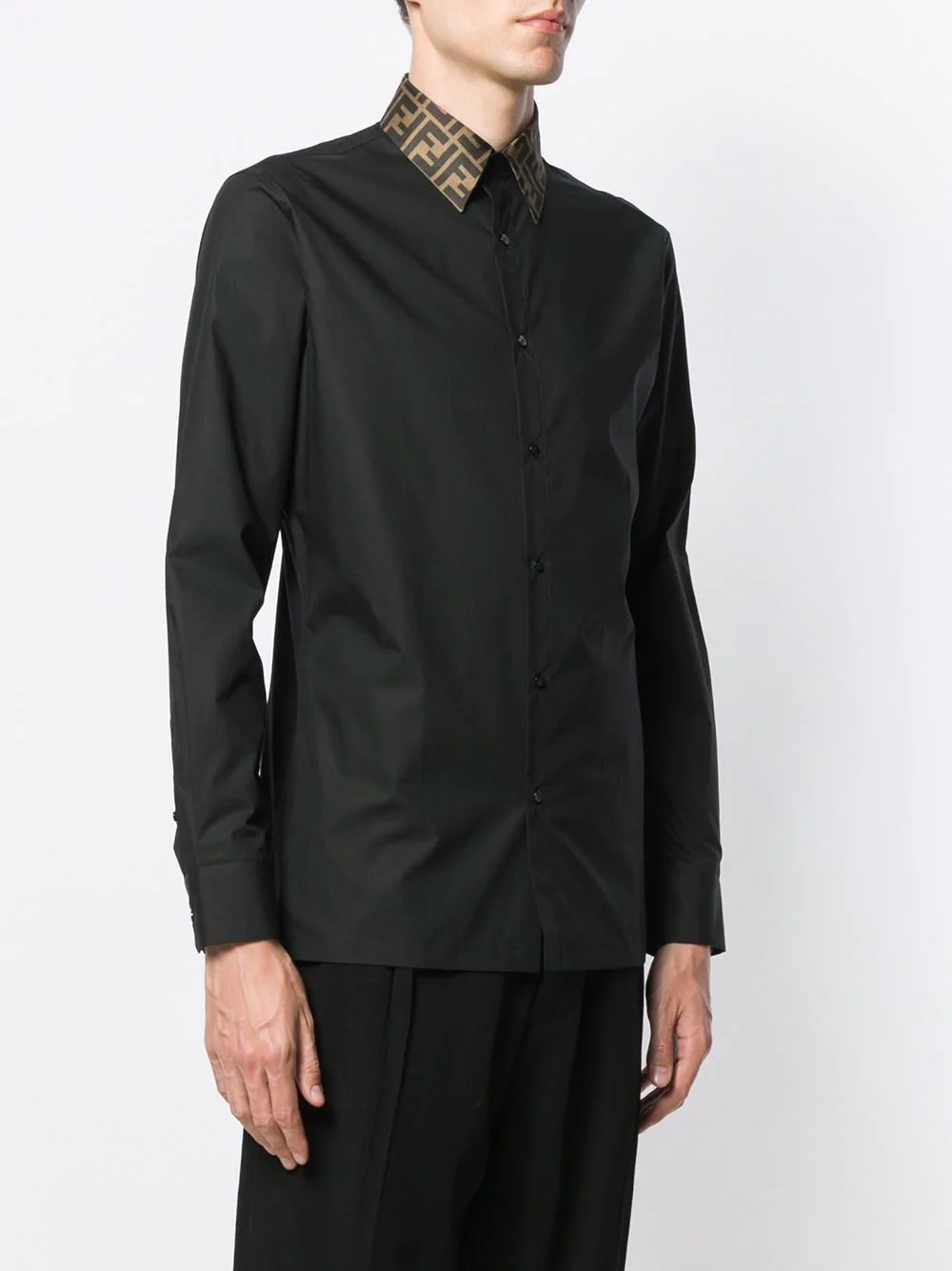 Fendi Monogram Trim Shirt In Black