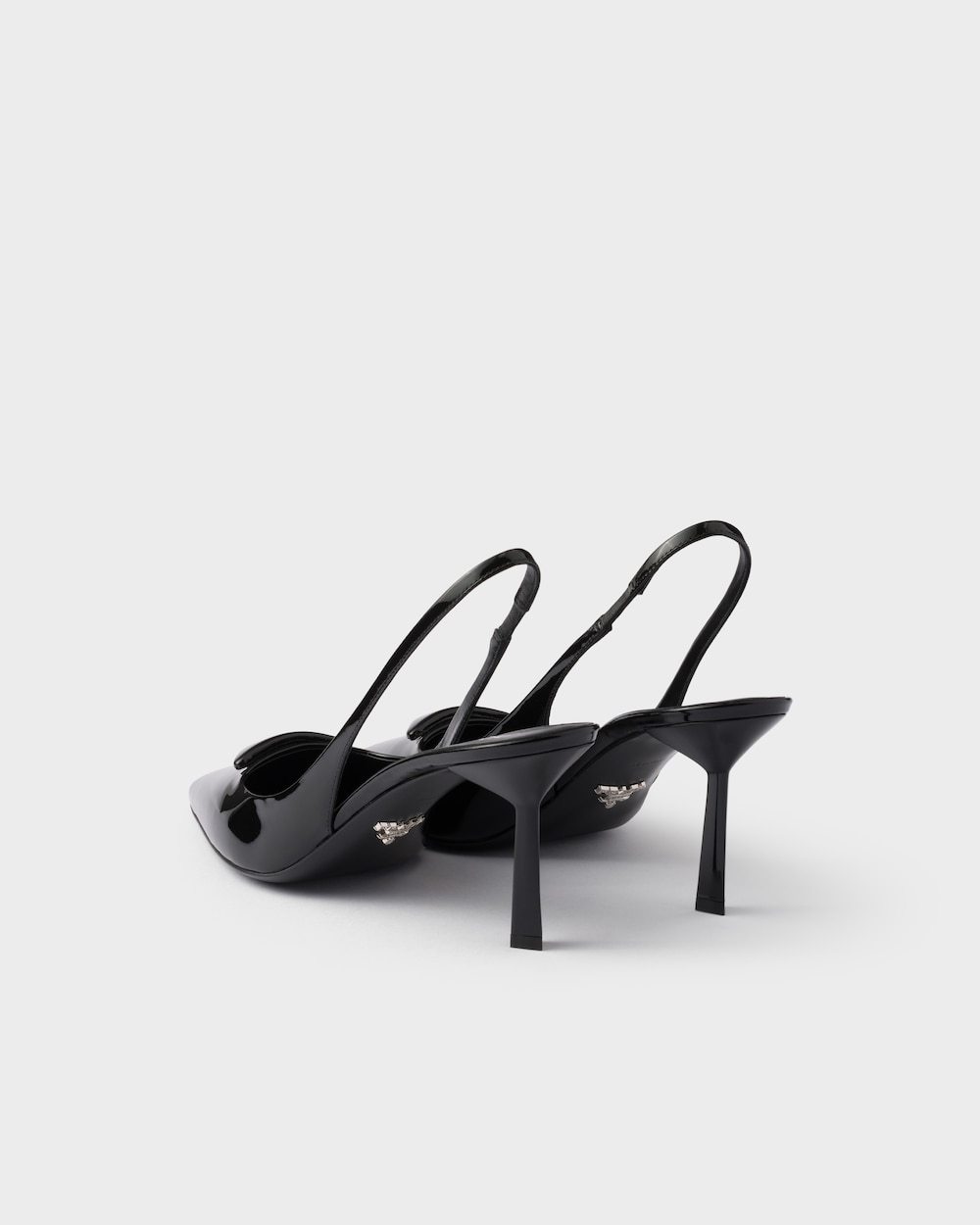 Prada Leather Pumps Glossy Finish Kitten Heel Pointed Toe In Black