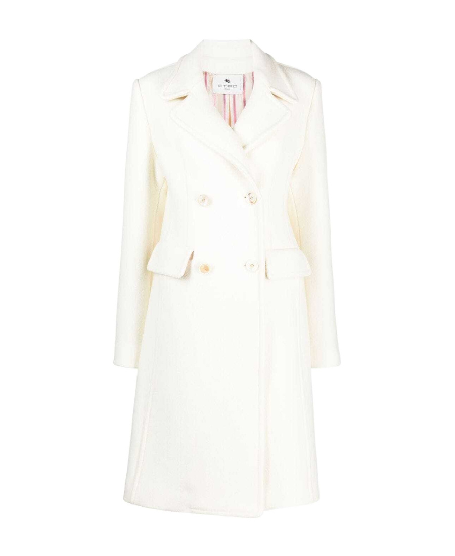 Etro Virgin Wool Double-breasted Coat In White