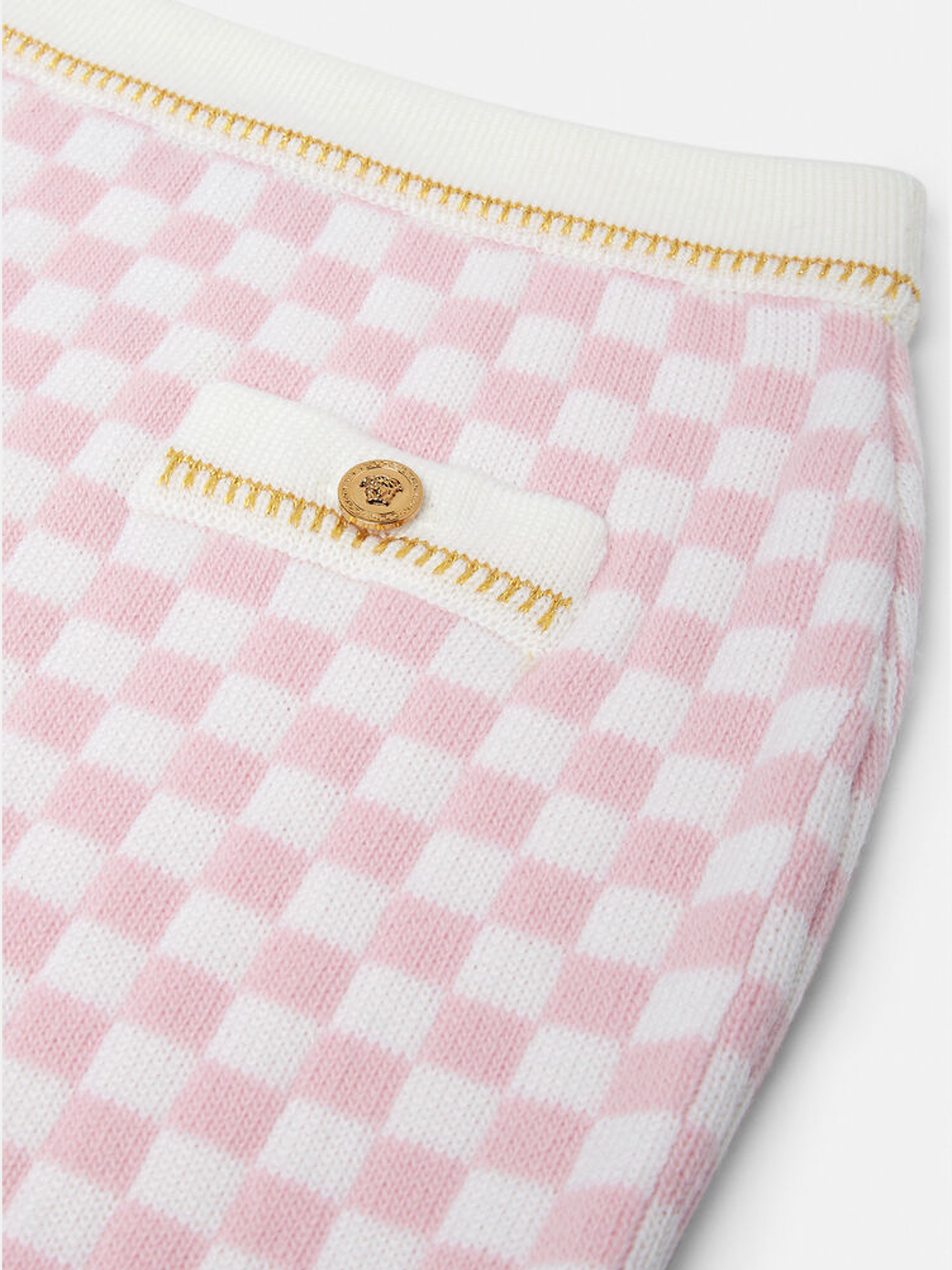 Versace Check-pattern Wool Skirt In Pink