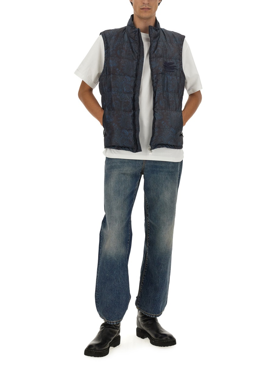 Etro Sleeveless Jacket With Wool Blend Insert In Black