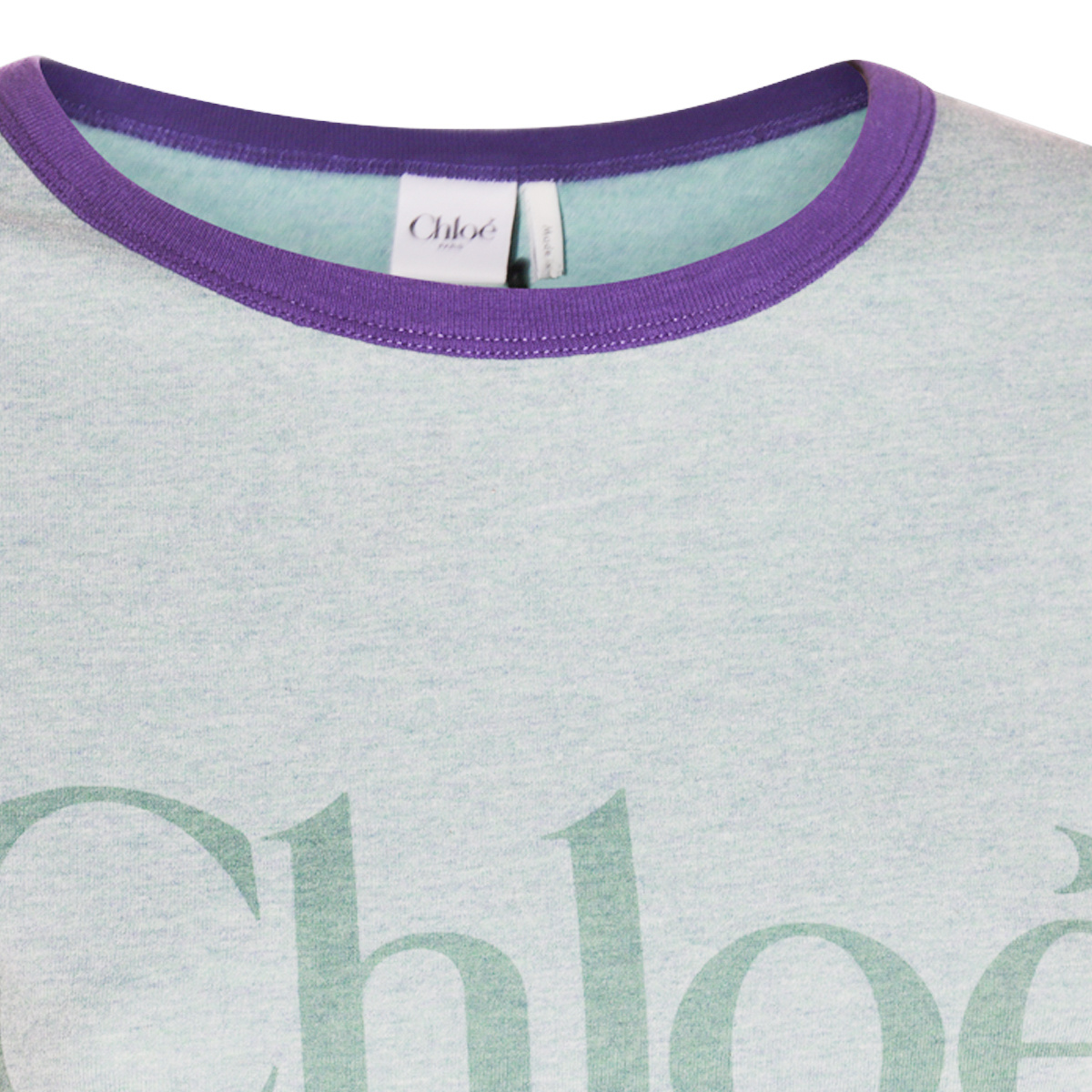 Chloé Green Crewneck T-shirt With Logo Lettering Print On The Front In Cotton Woman In Green