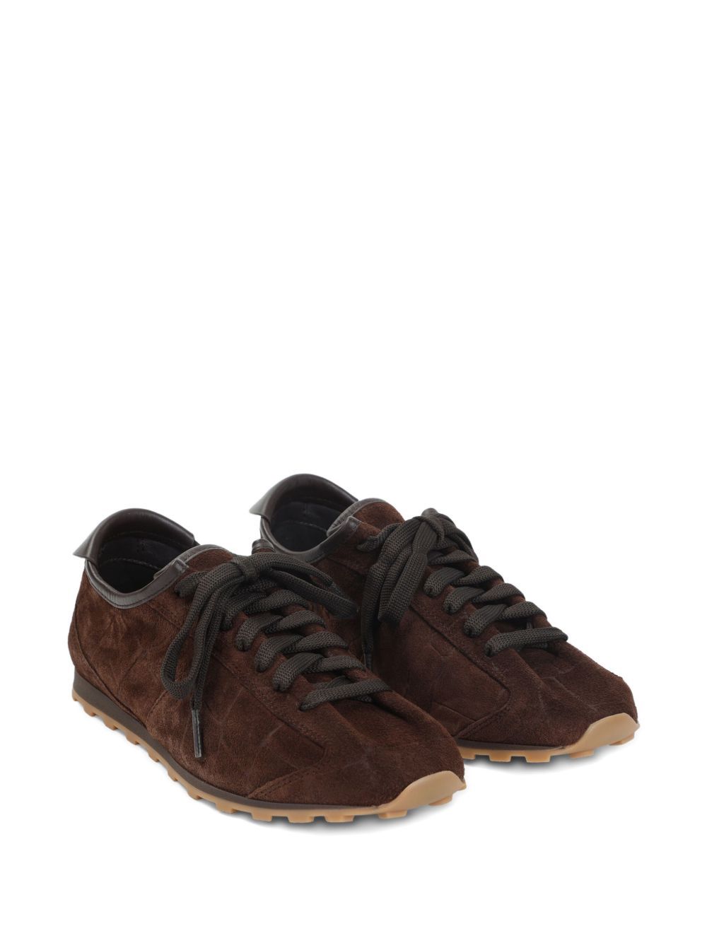 Jacquemus The Tennis Leather-trimmed Croc-effect Suede Sneakers In Brown