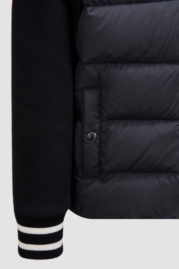 Moncler Enfant Logo Patch Zip-up Cardigan In Black