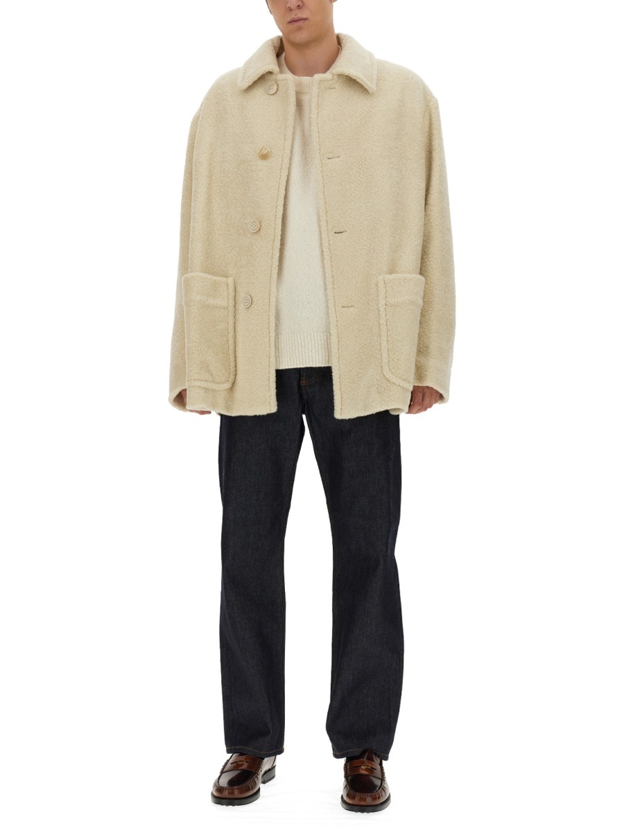Dries Van Noten Sand Acrylic Blend Coat In Nude