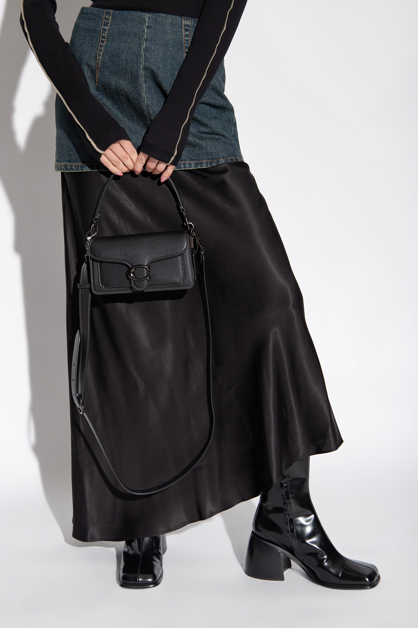 Coach Tabby Pebbled-leather Shoulder Bag In Black