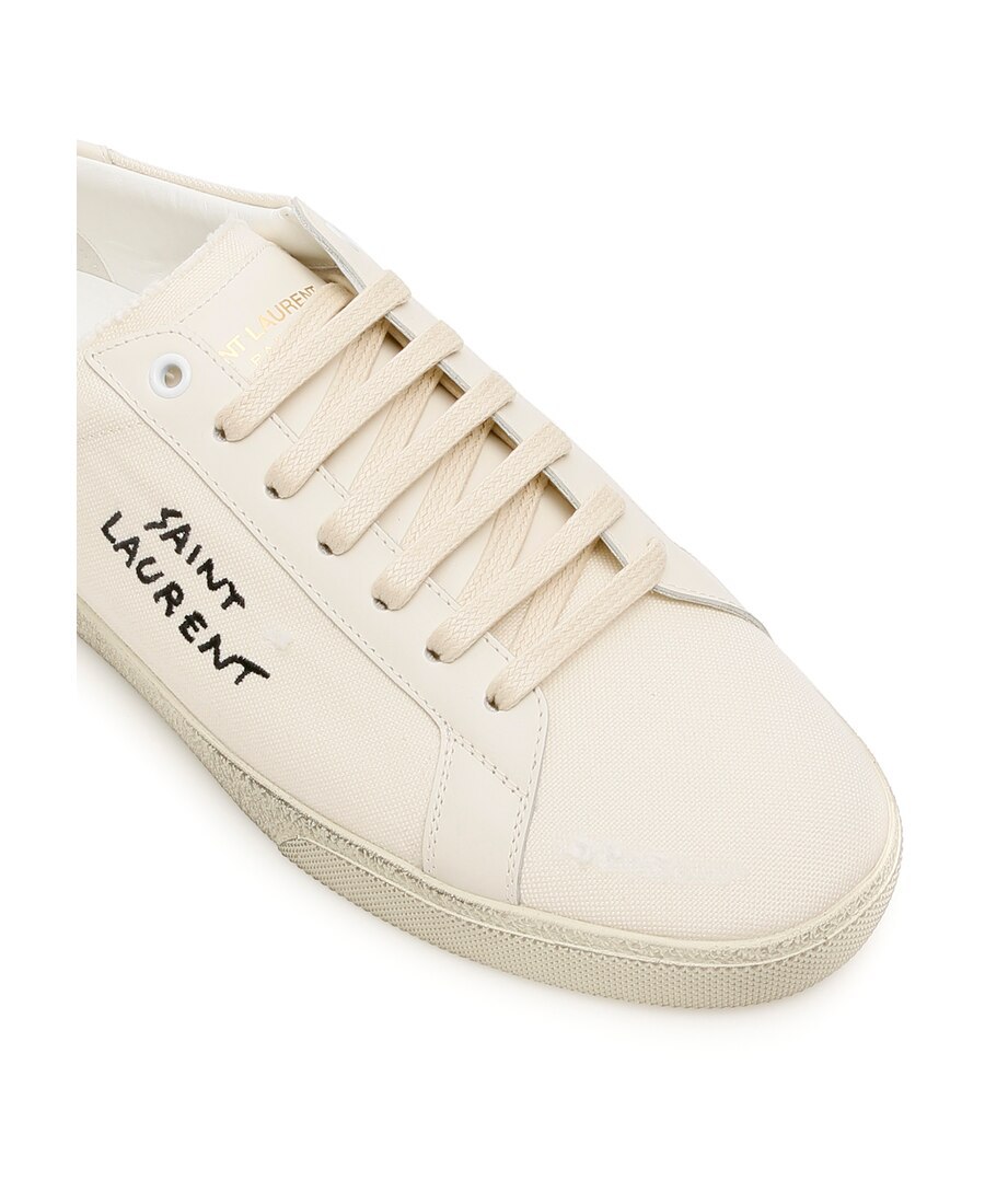Shop Saint Laurent Classic Sl/06 Embroidered Sneakers In White