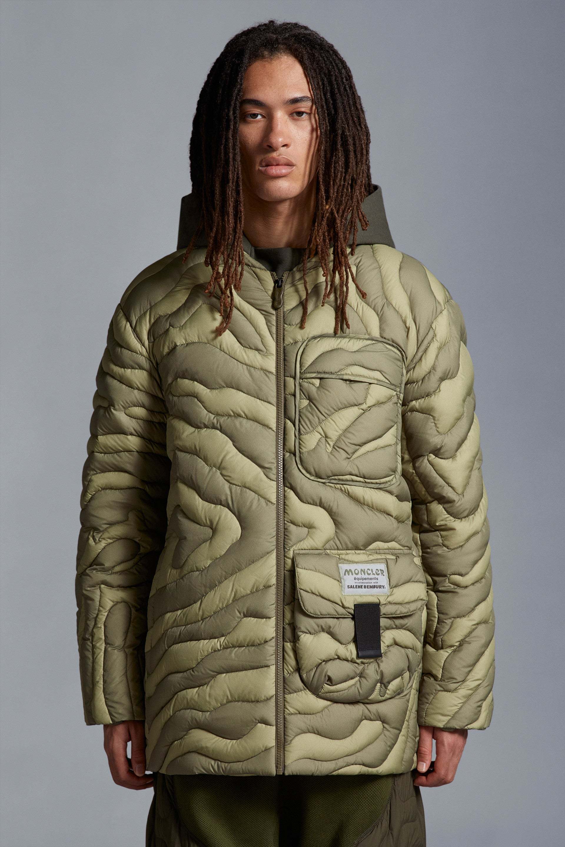 Moncler X Salehe Bembury Peano Down Jacket In Green