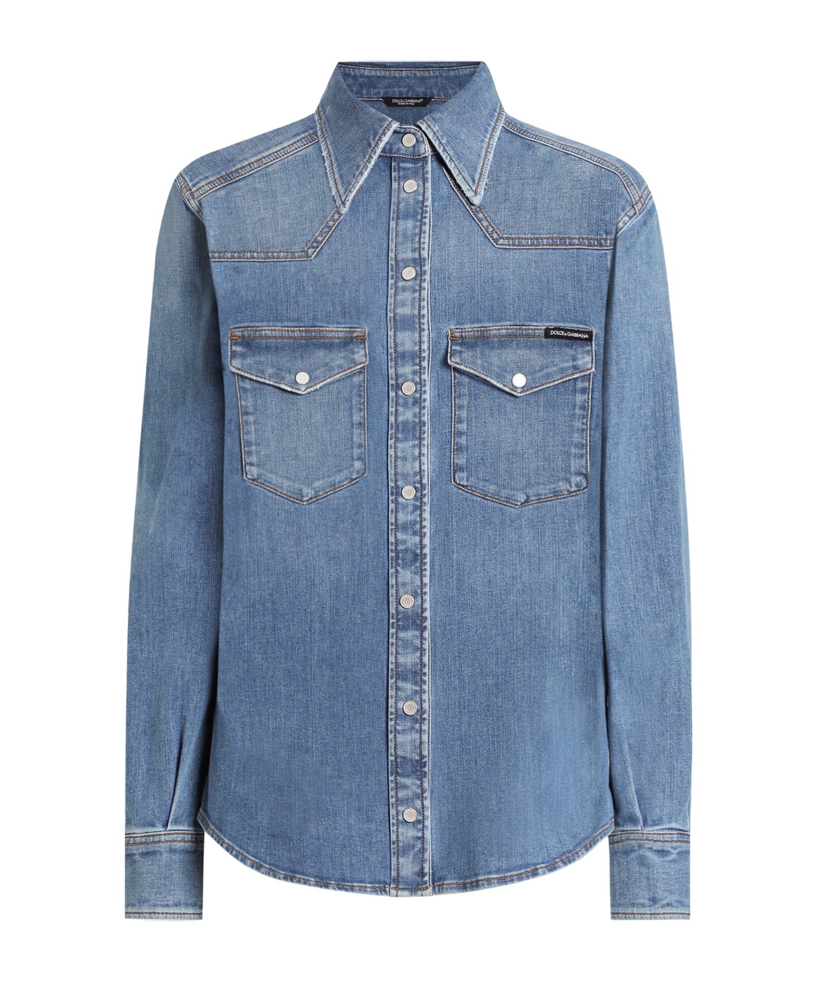 Dolce & Gabbana Long Sleeve Denim Shirt In Black