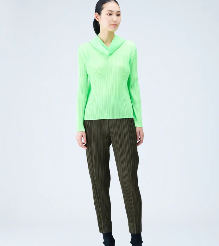 Shop Issey Miyake High-waisted Pleated Trousers In Green