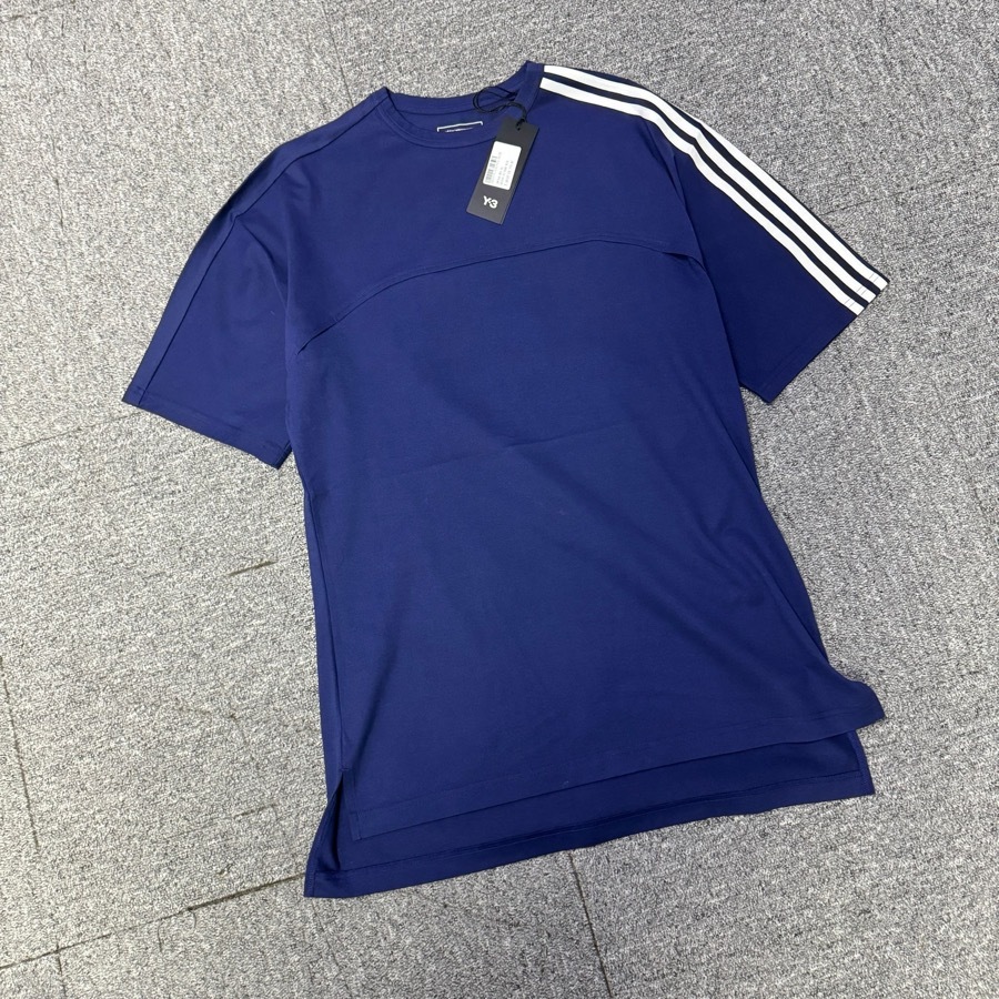 Y-3 3-stripes Short Sleeve Tee In Blue