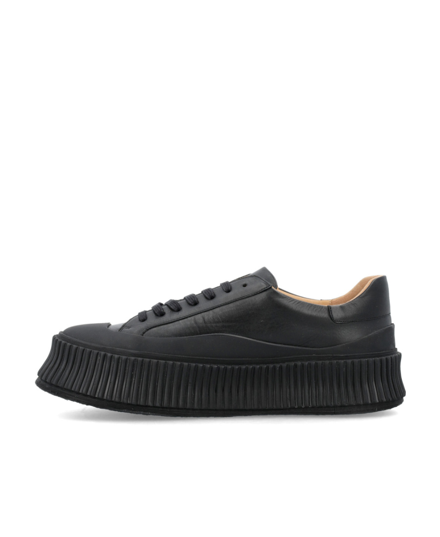 Jil Sander Leather Low-top Sneakers In Black