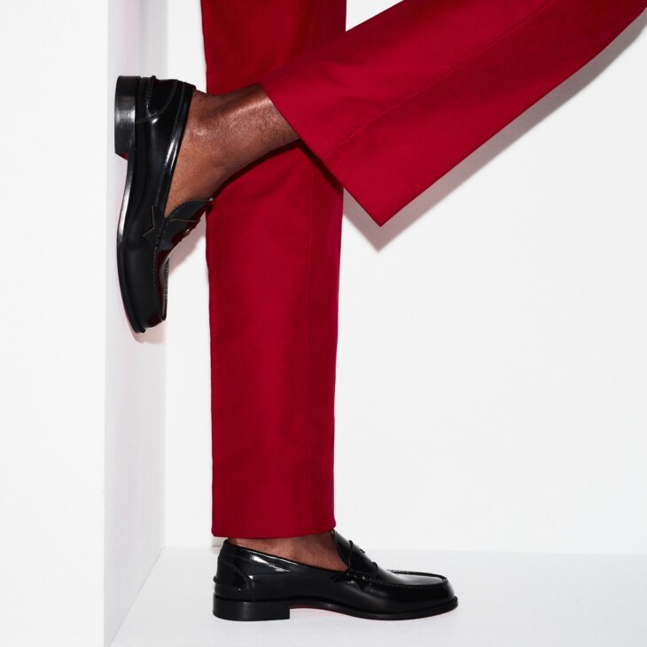 Christian Louboutin Penny Loafers In Black Leather In Black