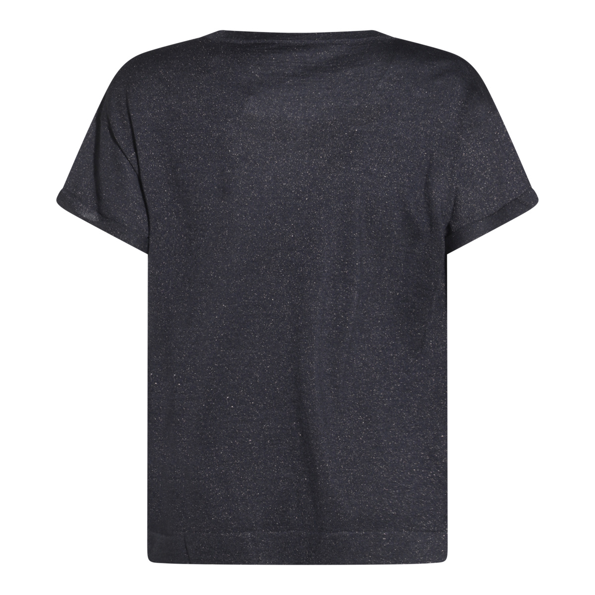 Brunello Cucinelli Short-sleeved Round Neck Knitted T-shirt In Black