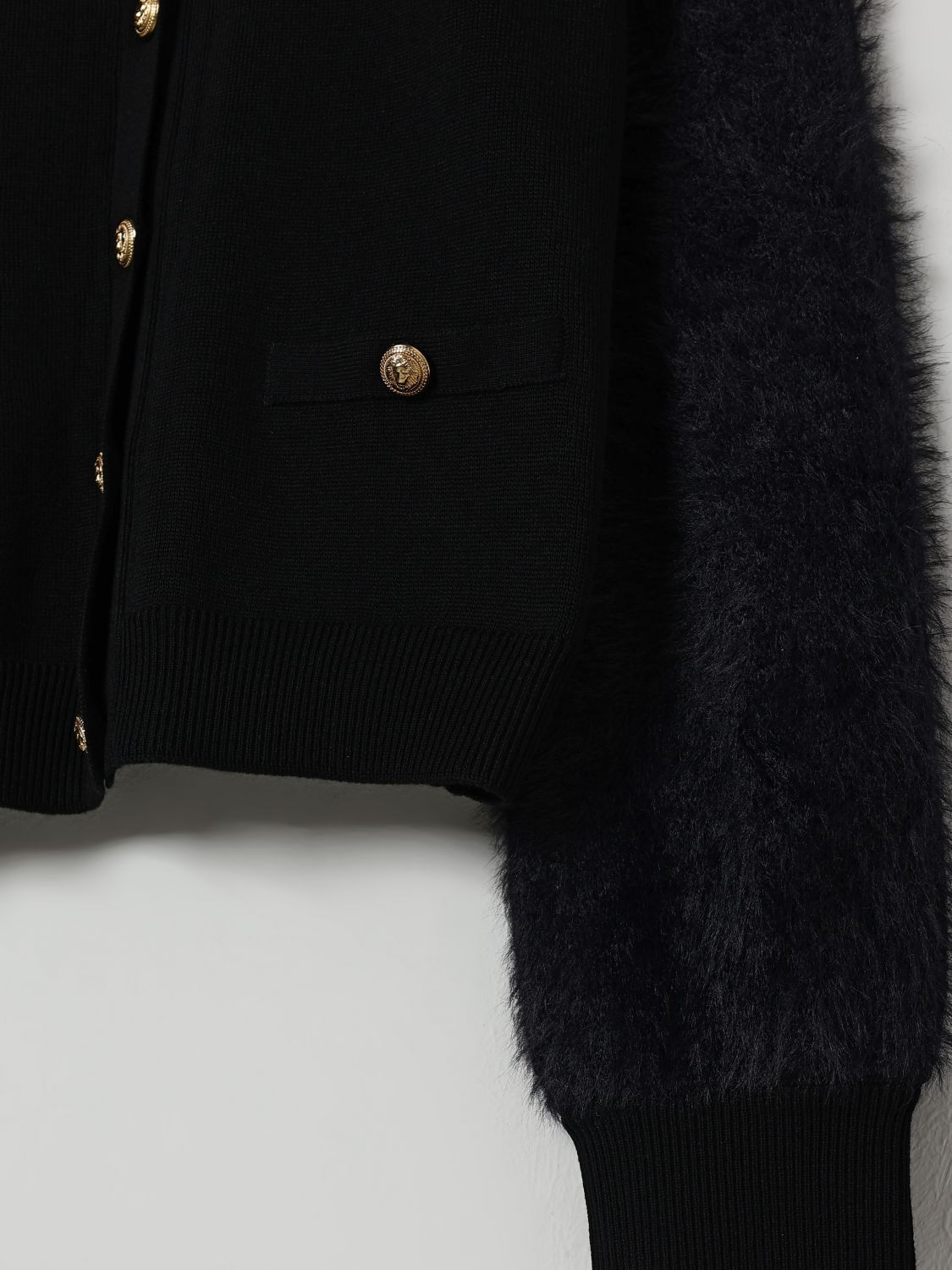 Balmain Button-embellished Cardigan In Black