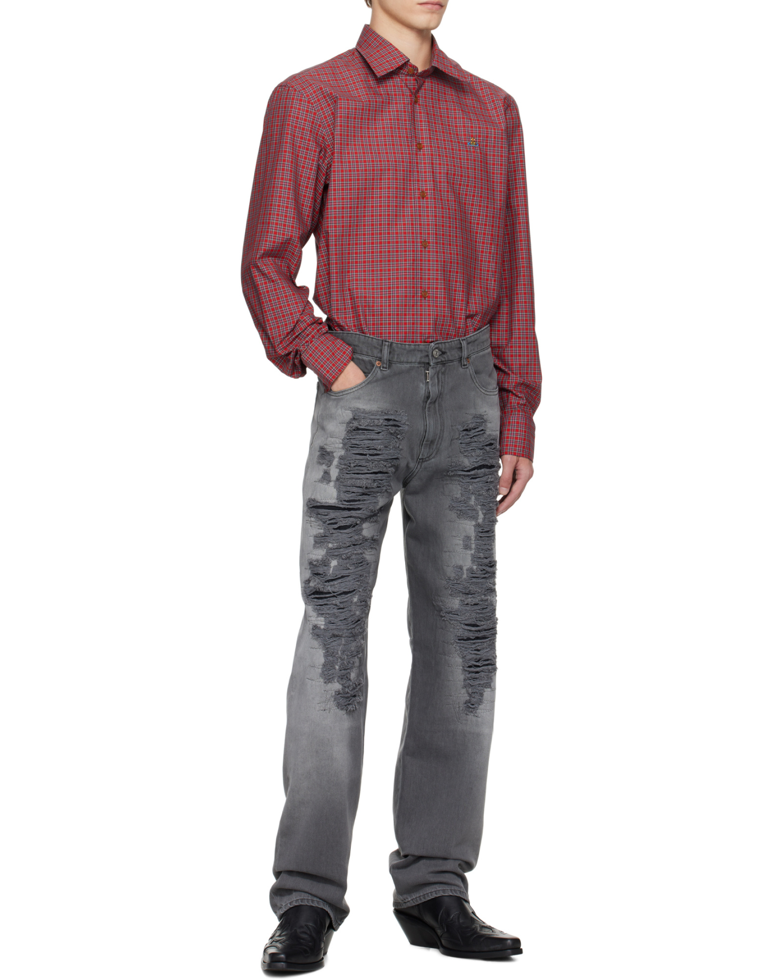 Vivienne Westwood Checked Long-sleeved Shirt In Red