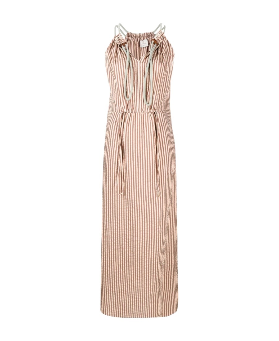 Alysi Stripe-print Midi Dress In Nude