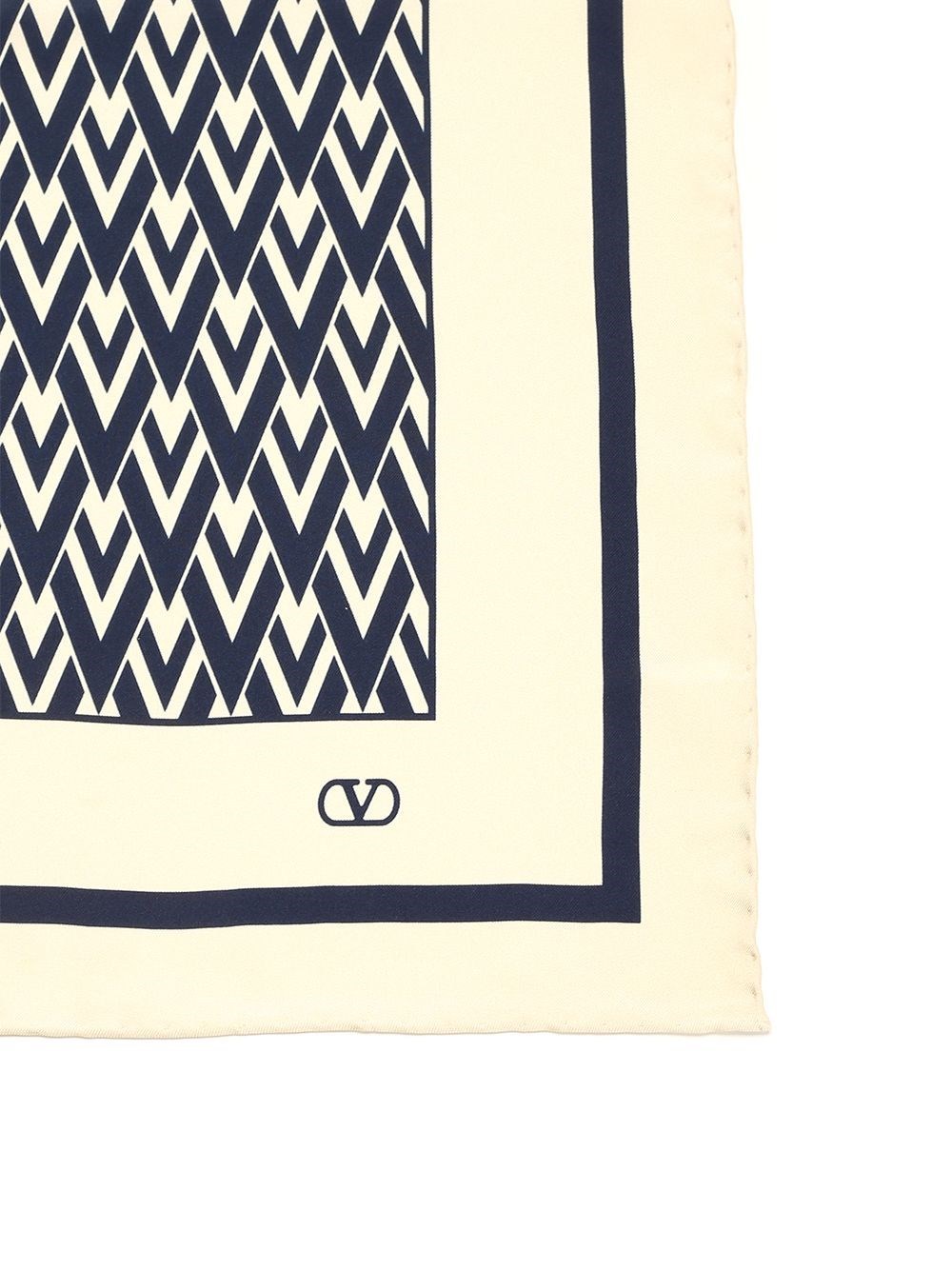 Valentino Chevron Pattern Silk Square Scarf In Neutral
