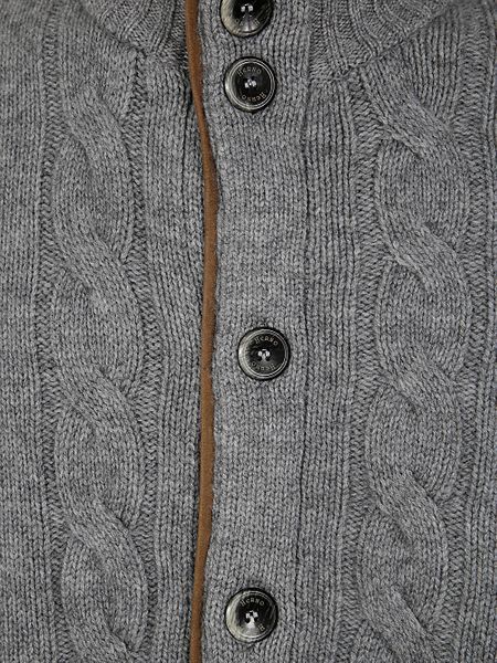 Herno Men's Cable Knit High Neck Cardigan In Gray