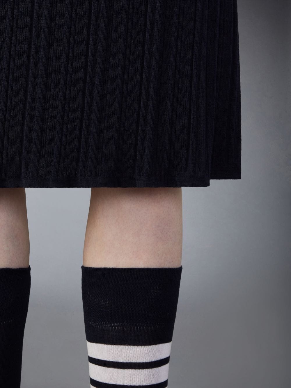 Thom Browne Plissé Virgin-wool Midi Skirt In Black