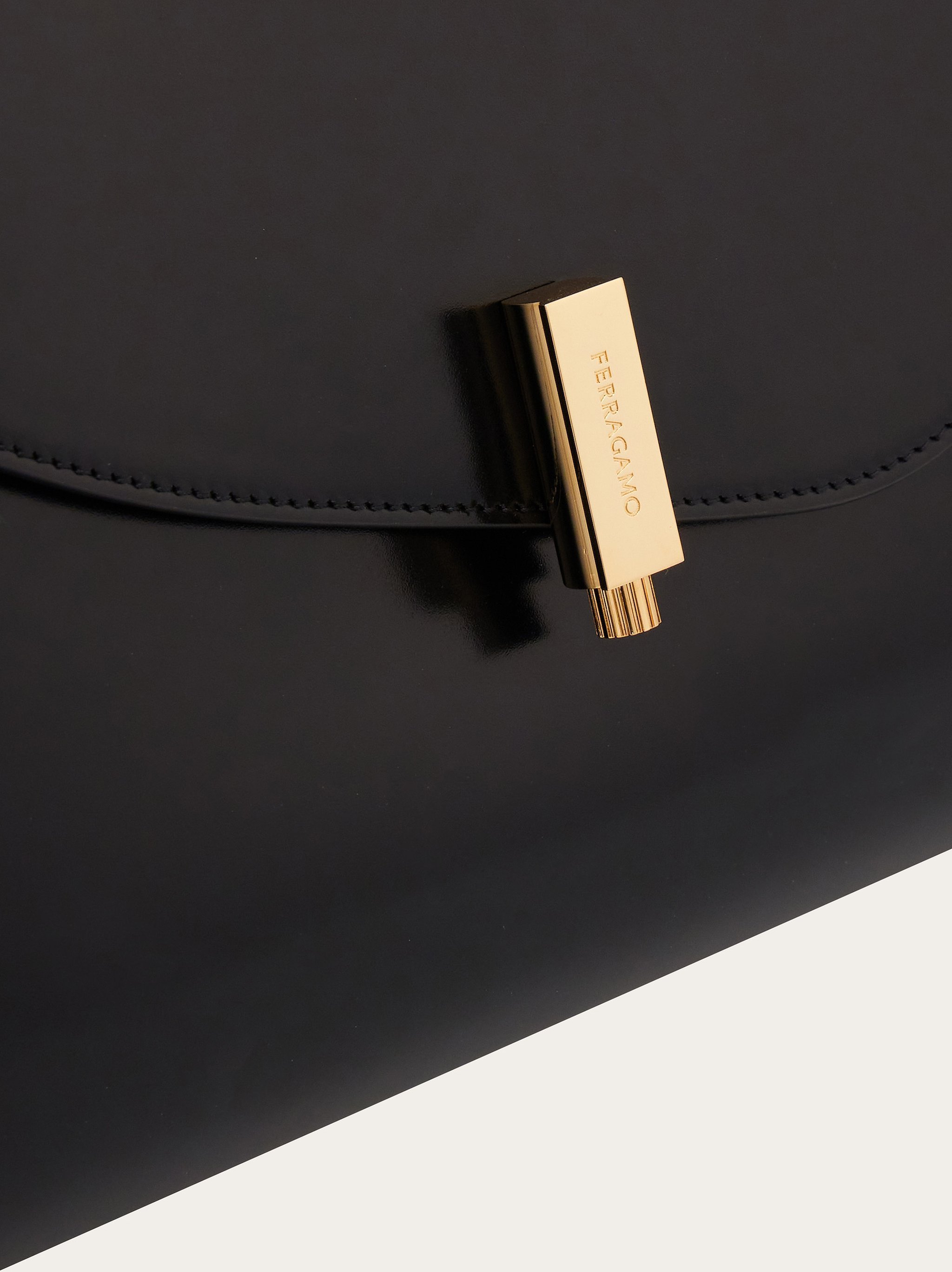 Ferragamo Black Geometric Tote Bag In Black