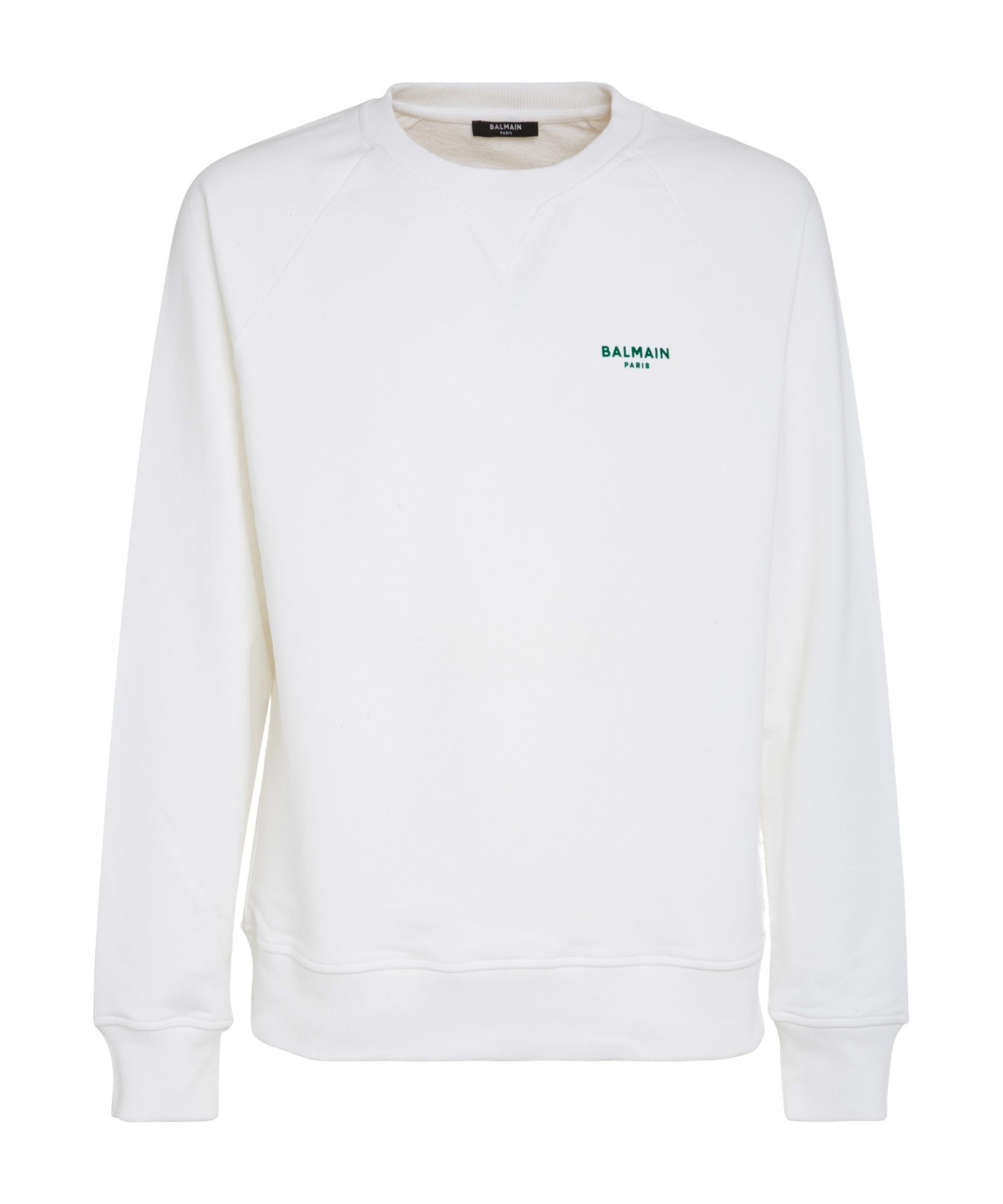 Balmain Logo-flocked Cotton Sweatshirt In White