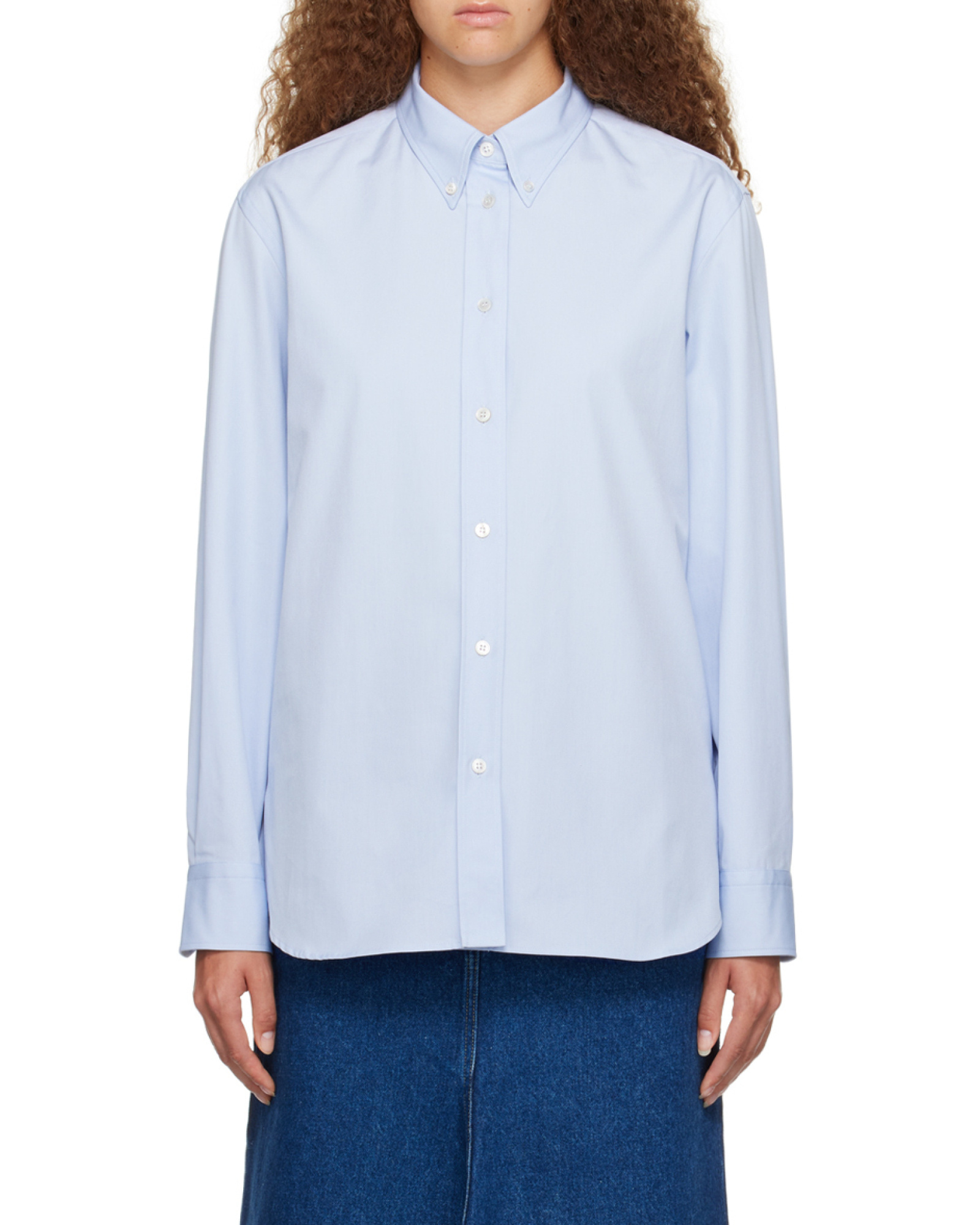 Studio Nicholson Lapel Long-sleeved Shirt In Blue