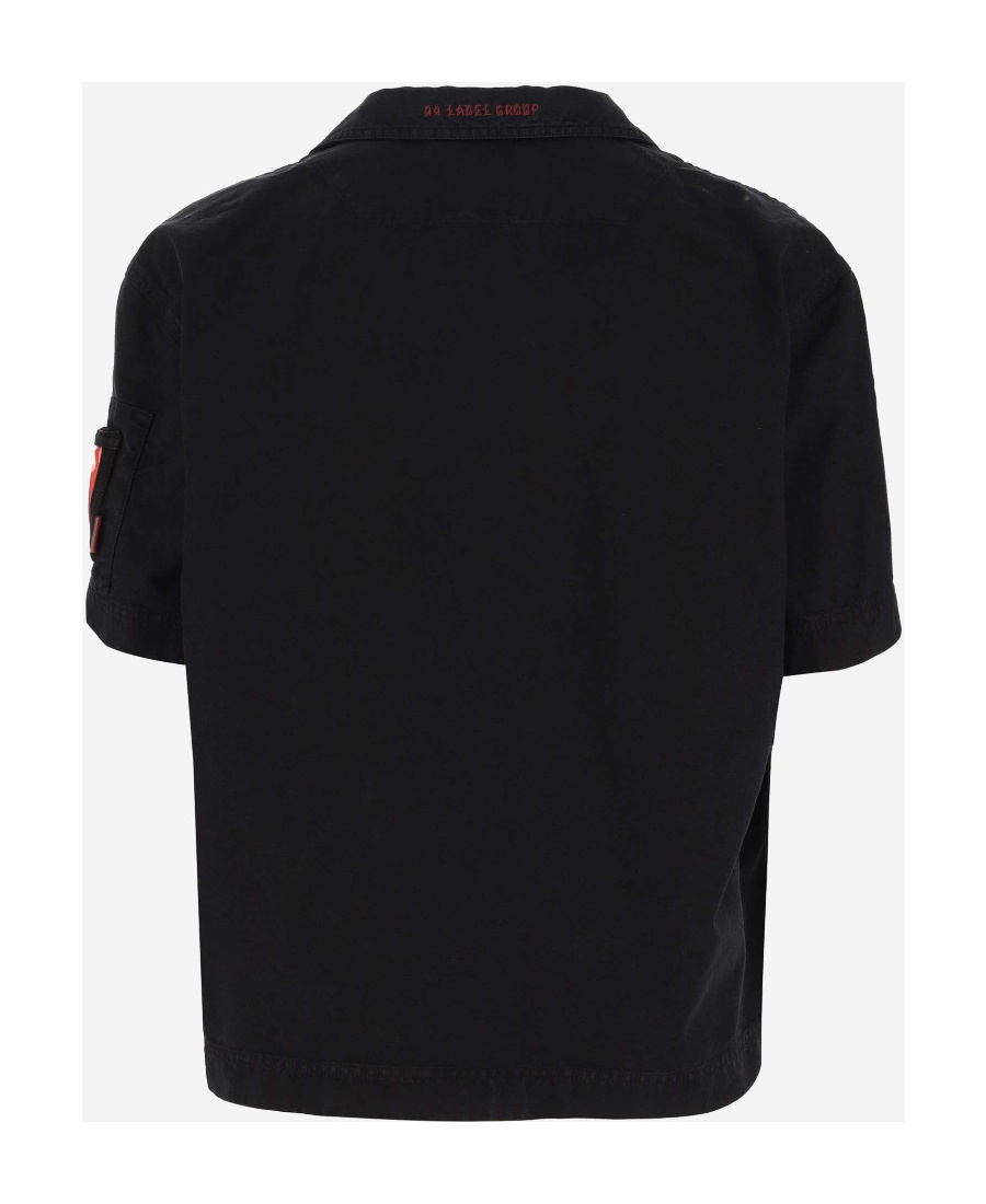 44 Label Group Lapel Short-sleeved Shirt In Black