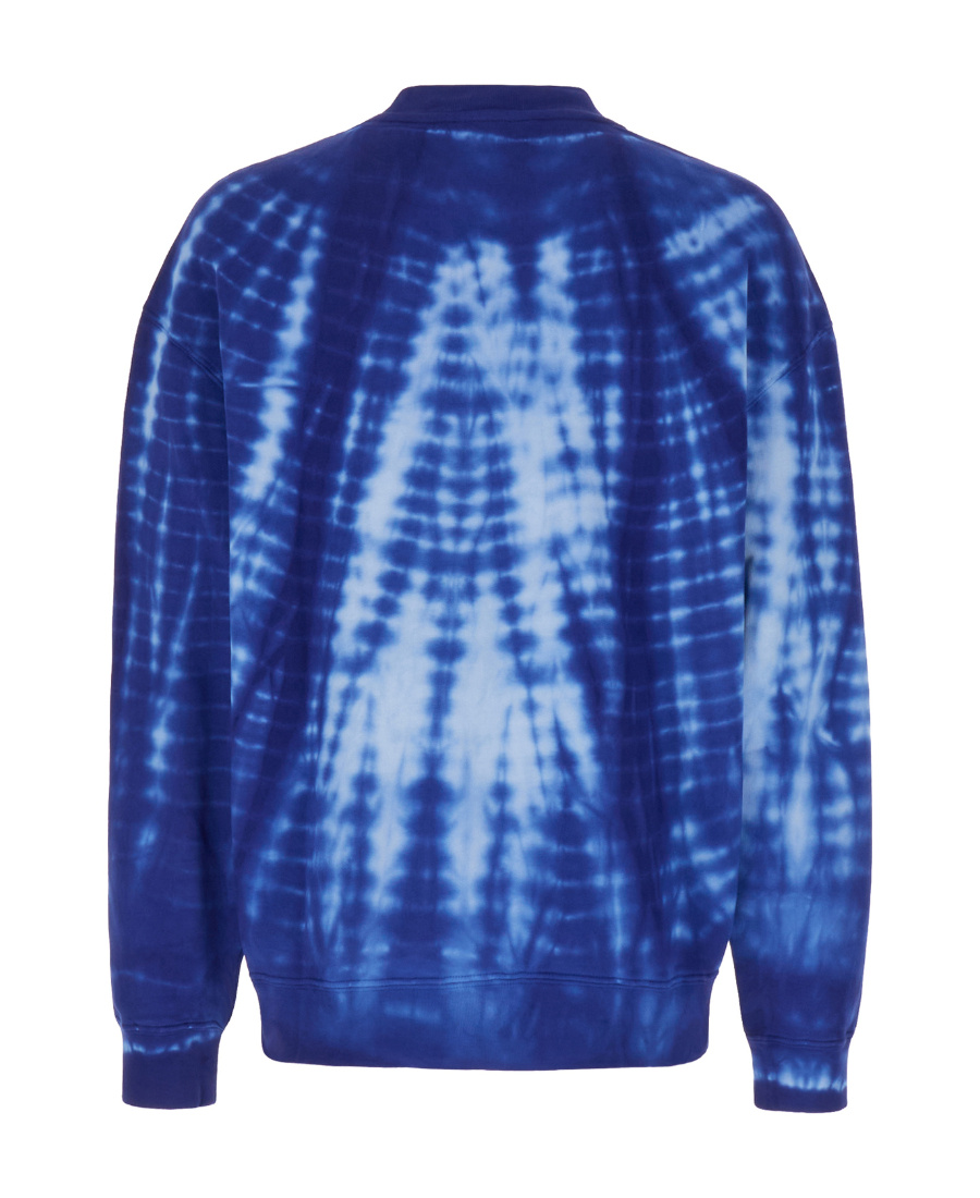 Marcelo Burlon County Of Milan Oversize Tie-dye Cotton Sweatshirt Embroidery In Blue