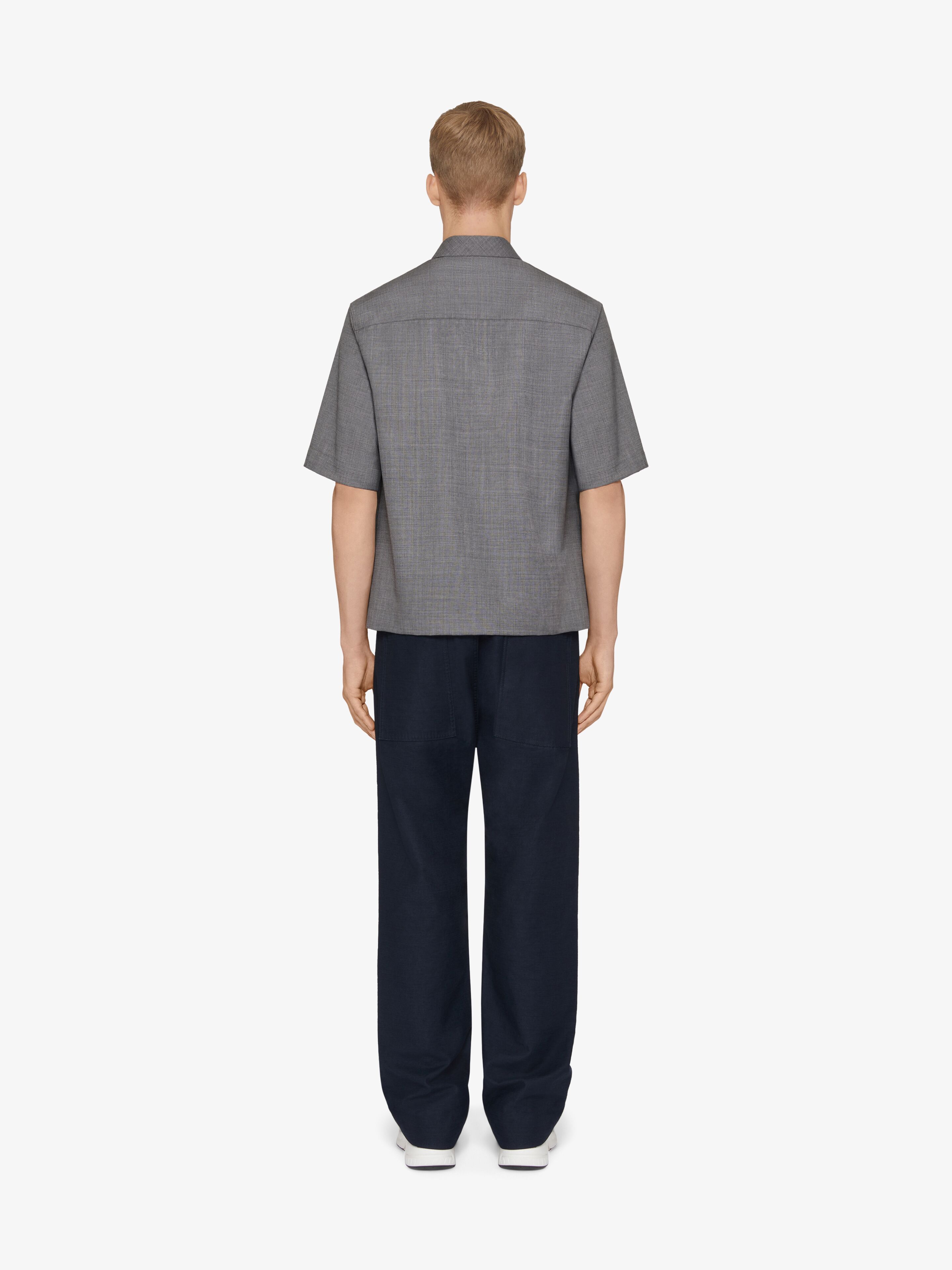 Givenchy Zipped Shirt In Wool With 4g Detail In Gray
