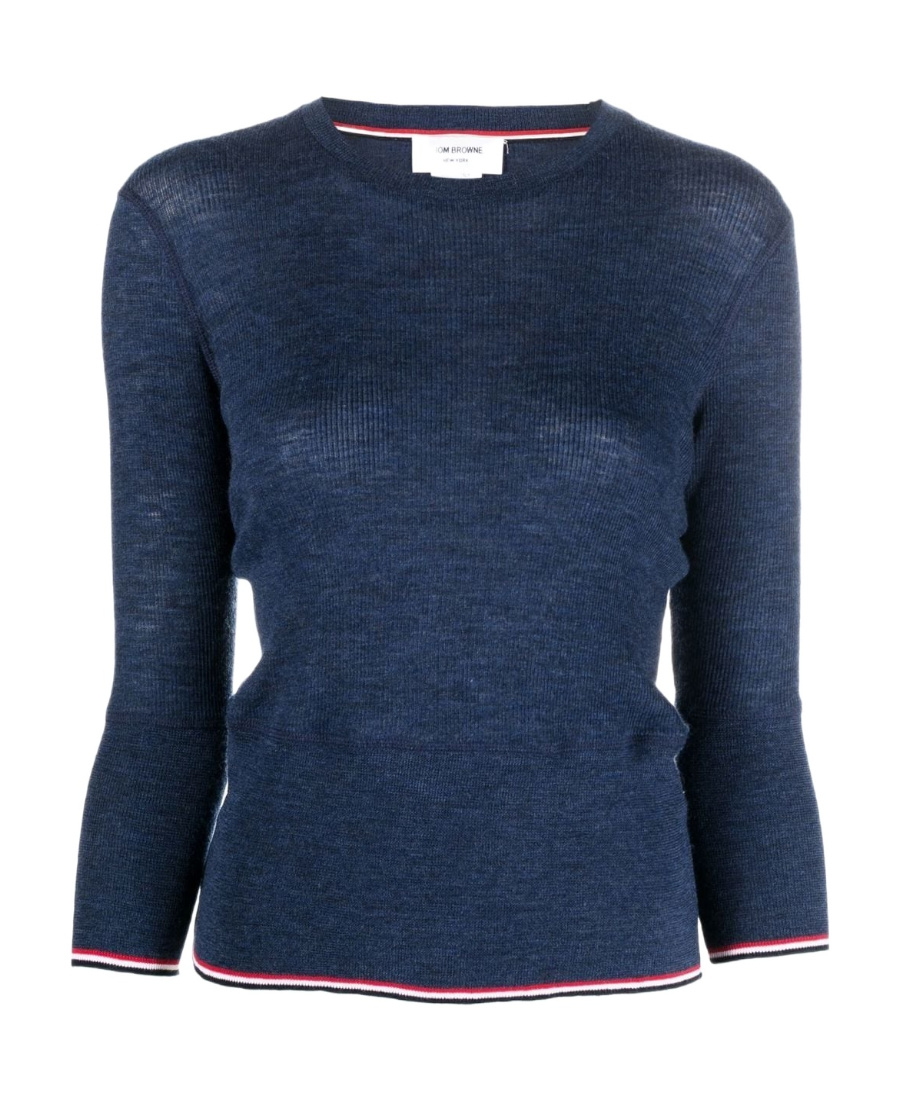 Thom Browne Three-quarter Length-sleeved Jumper In Blue