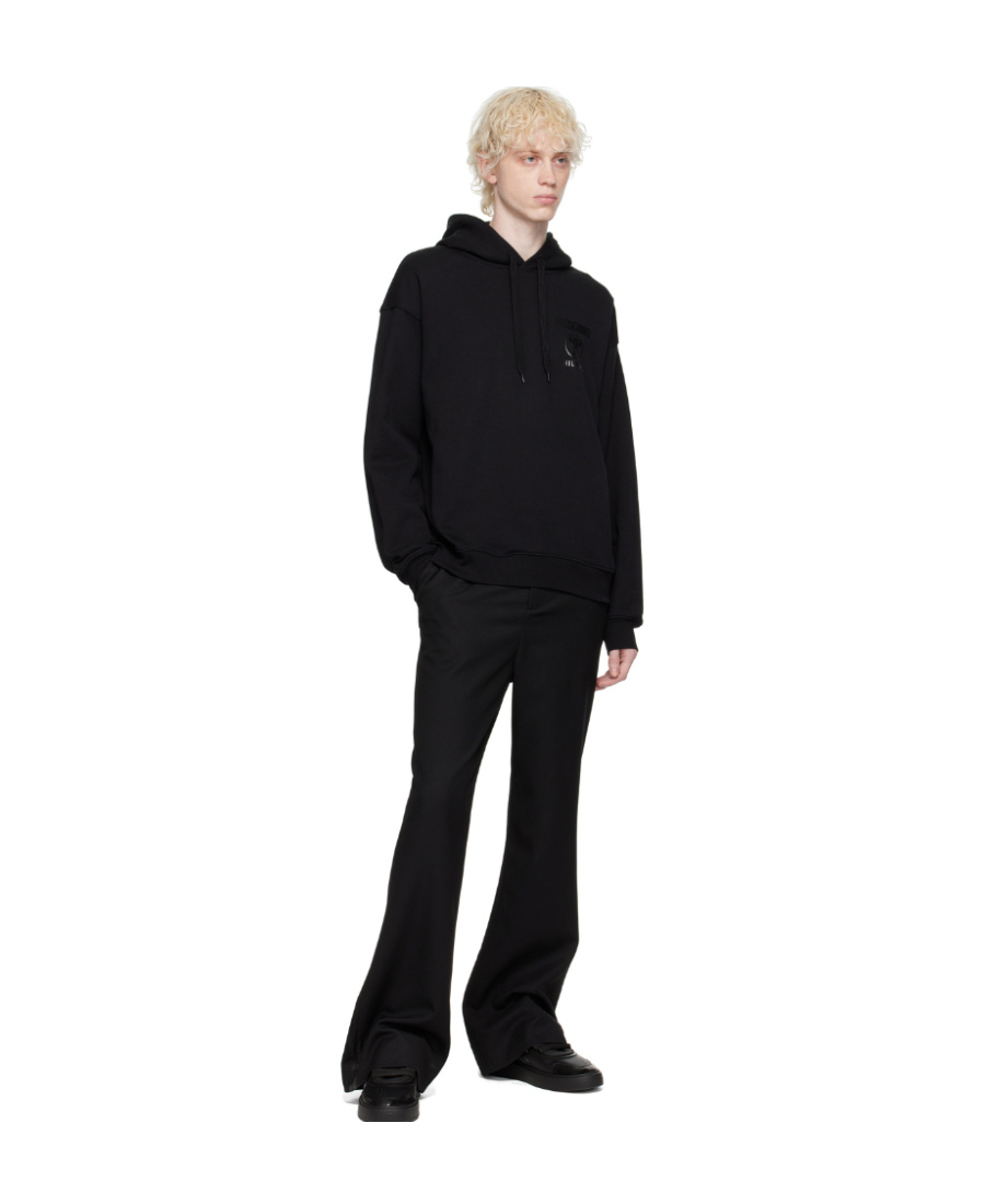 Moschino Black Double Question Mark Hoodie In Black