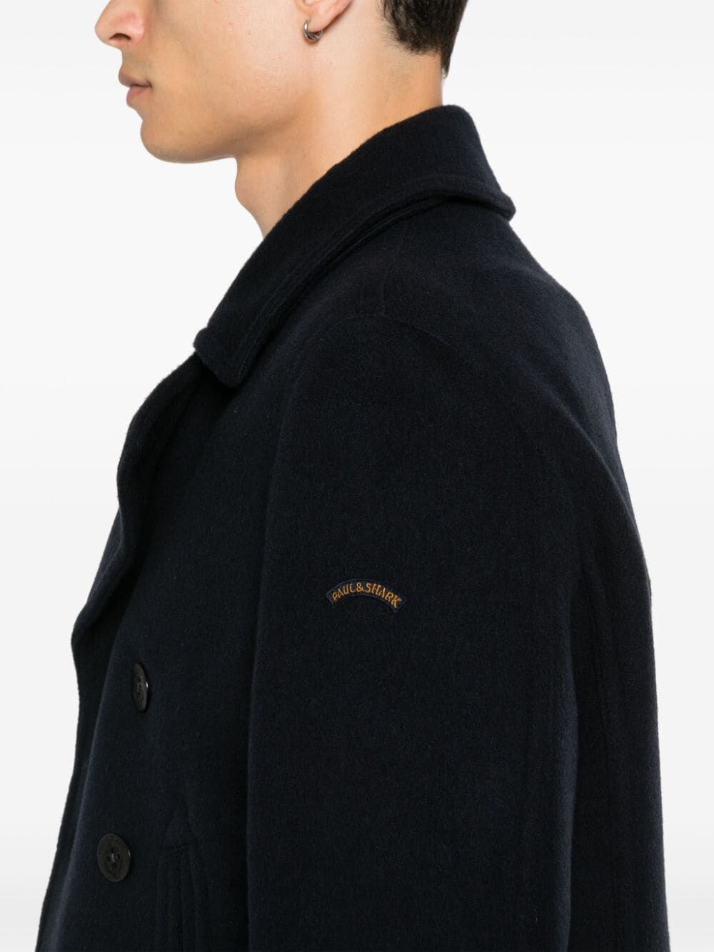 Paul & Shark Double Breasted Coat In Black