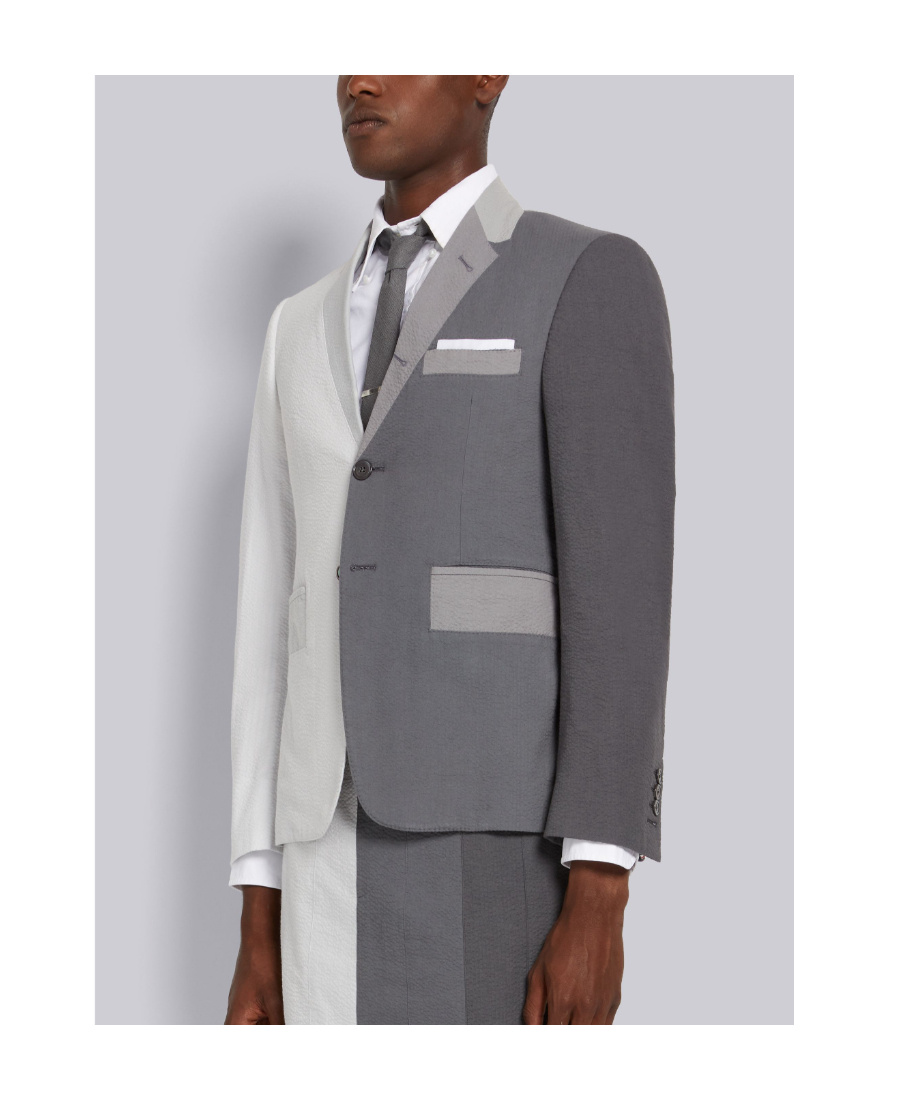 Thom Browne Gradient Colour-block Trompe L'oeil-effect Sport Coat Jacket In White