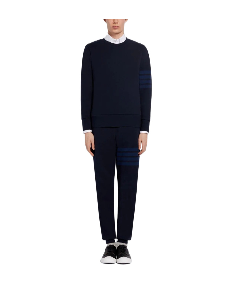 Thom Browne Tonal 4 Bar Loopback Track Pants In Blue