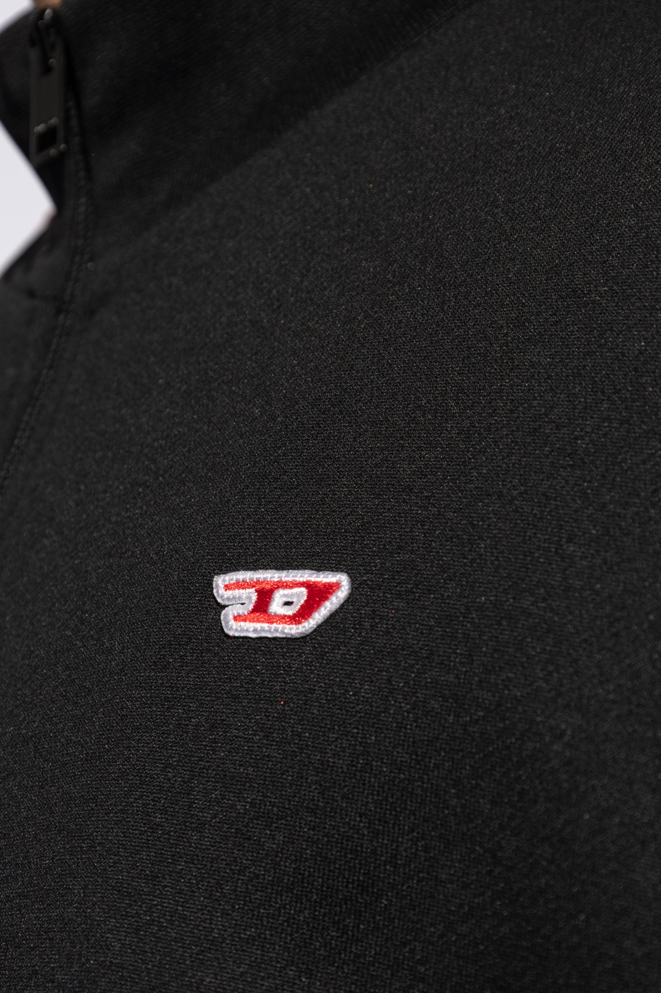Diesel Logo-embroidered Zip-up Cardigan In Black